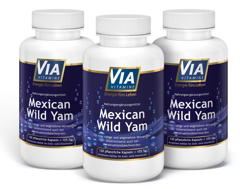 3er Sparpack Mexican Wild Yam, 750mg pro Kapsel, KEIN Extrakt